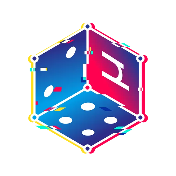 Randamu logo mark — glitch dice